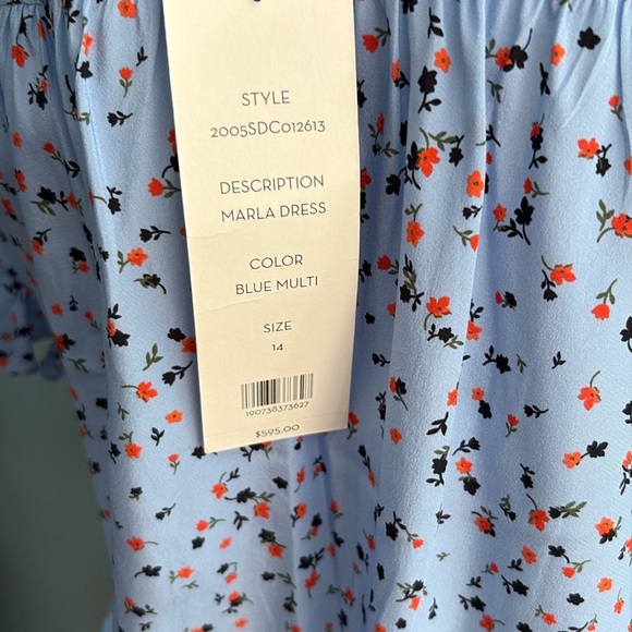 NWT Veronica Beard Marla Floral Blue Dress. Size 14 - Picture 7 of 12